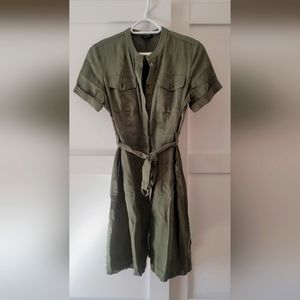 Safari Green Linen Dress